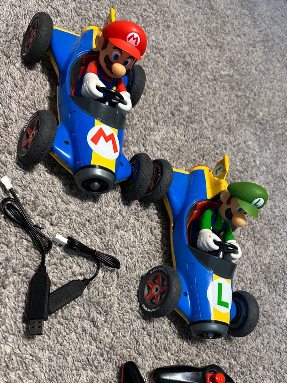 Nintendo Blue Mario & Luigi RC Karts with Red and Green Drivers